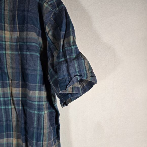 Prana Shirt Mens Size Large All Over Navy Blue Short Sleeve Button Down Outdoor - Picture 4 of 12